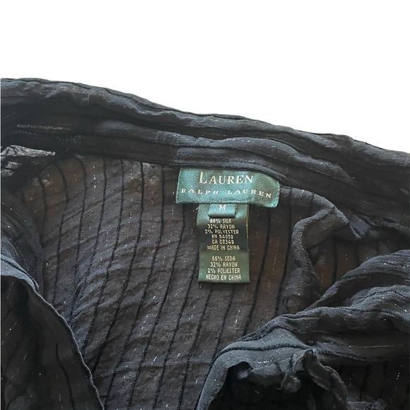 Black LaurenRalph Lauren button up ruffle blouse - Picture 4 of 6